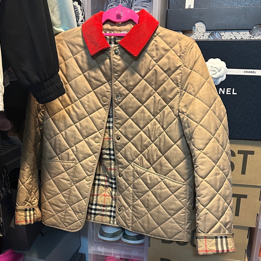 Kids Quilted Jacket with Red Collar